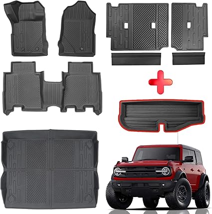 Mabett Interior Cover Mats for Ford Bronco Accessories 4-Door 2021 2022 2023 2024 2025 Floor Mats Rear Seat Back Cover and Cargo Liners with Trunk Lower Storage Mat（Not fit Bronco Sport）