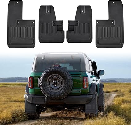 KEWISAUTO Mud Flaps for Ford Bronco 2021-2023, Upgraded Front Rear Mudflaps Splash Guard Mudguard for Ford Bronco 2 Door 4 Door 2021 2022 2023 Accessories (No Drilling, 4PCS)